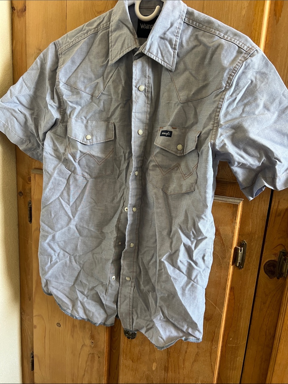 Wrangler Short Sleeve Western Shirt - Light Blue